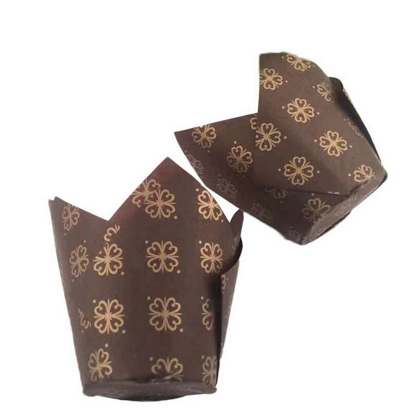 Hifuar 50Pcs/set Disposable Tulip Flower Chocolate Cupcake Wrapper  Cake Decoration Tools Baking Muffin Paper Liner Mold Paper