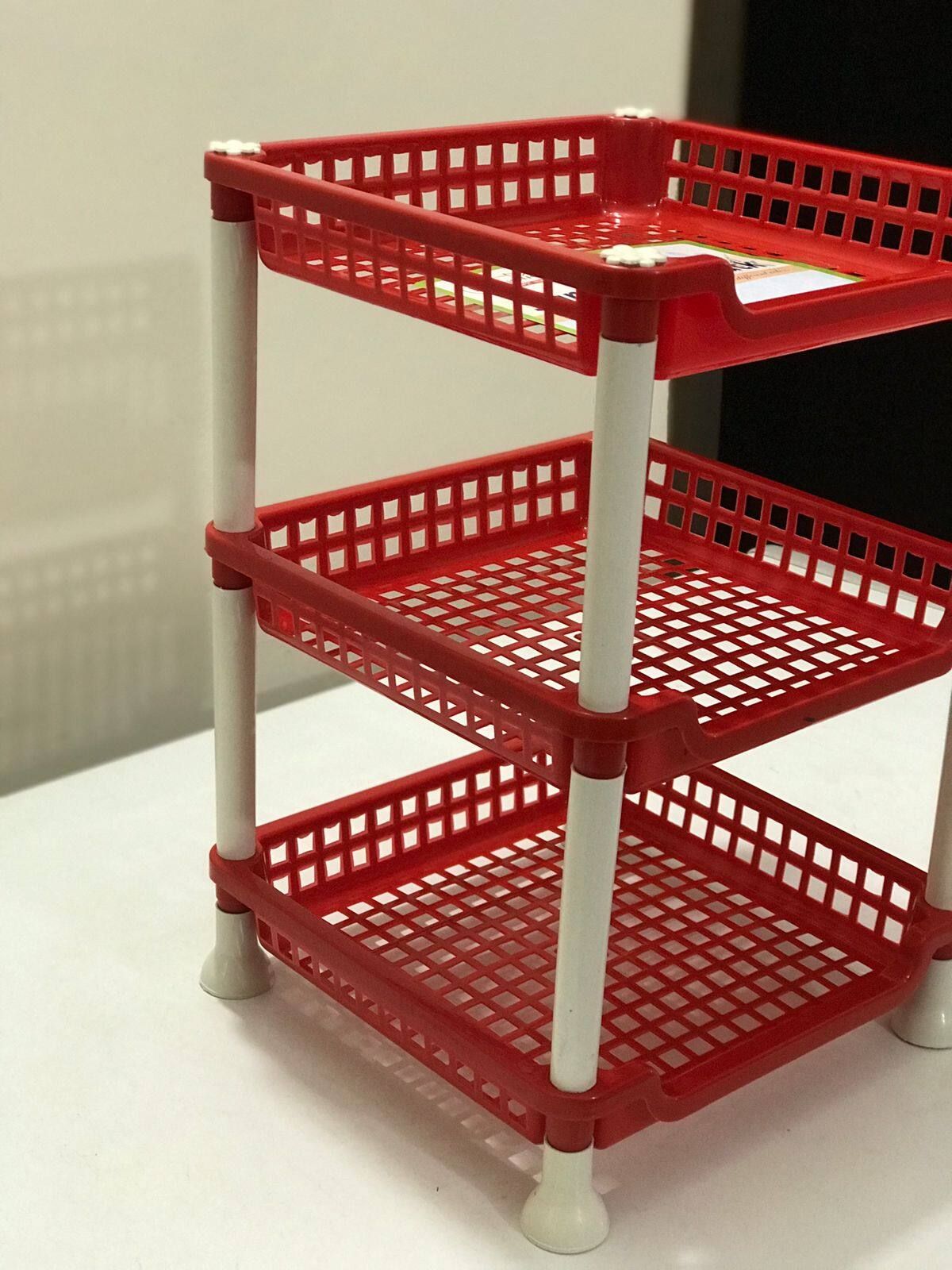 Multi functional 3 Layer Plastic Kitchen Bathroom Shelf Organizer Storage Standard Mini Rack - (1 Piece)