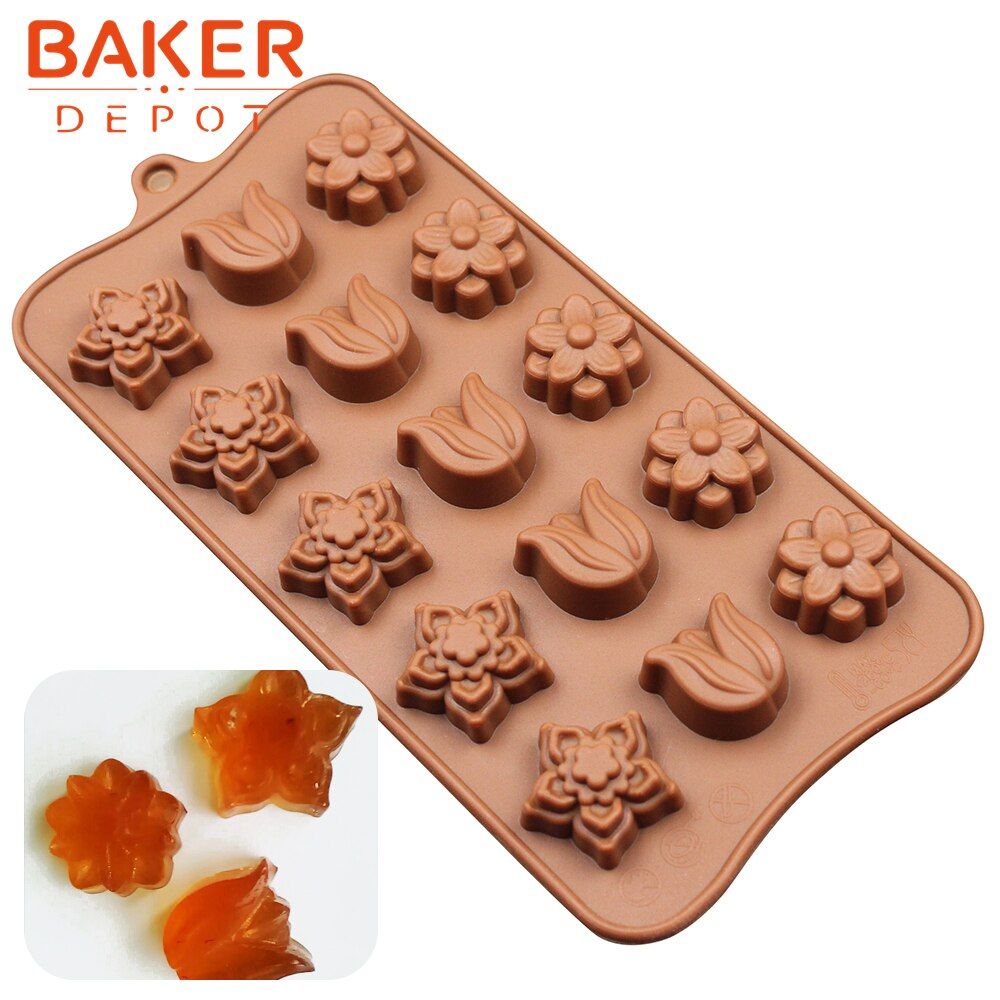 BAKER DEPOT Silicone chocolate mold sunflower silicone soap cake bakeware mold ice cube candy gummy fandant molds diy christmas