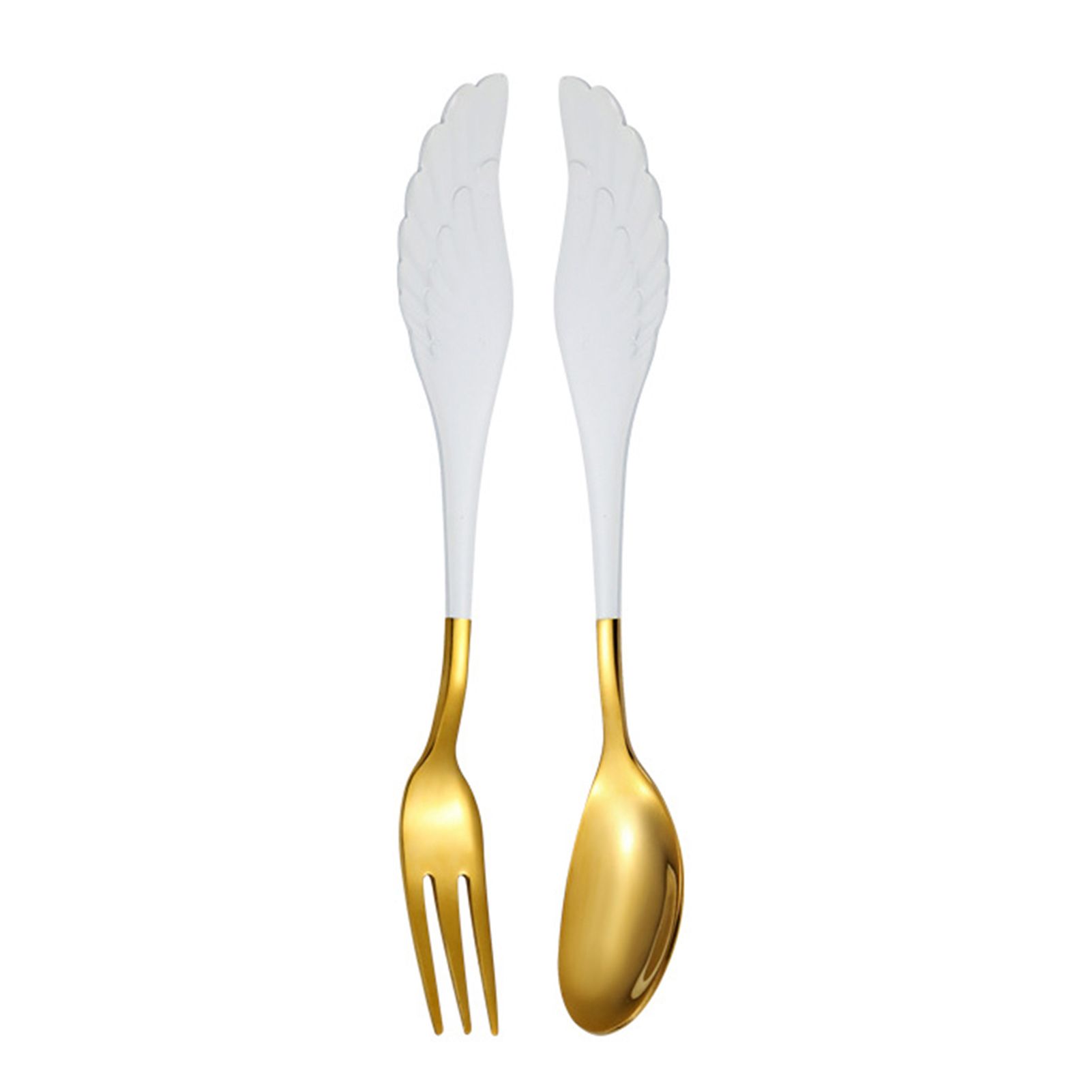1 Set Wing Design Fork Spoon Set Mirror Polished 304 Stainless Steel Beefsteak Bread Flatware Set for Dining