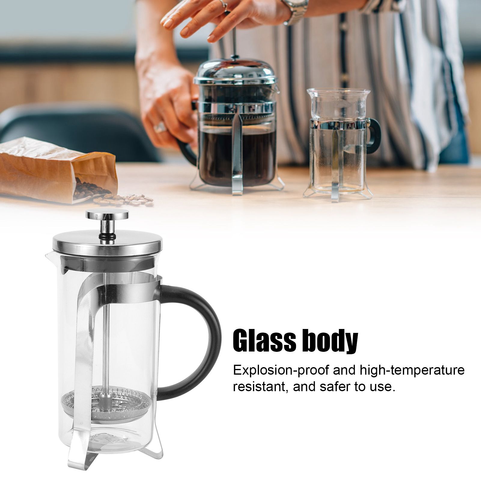 High Temperature Resistant Coffee Pot Filter Press Glass Tea Maker for Household Kitchen Use