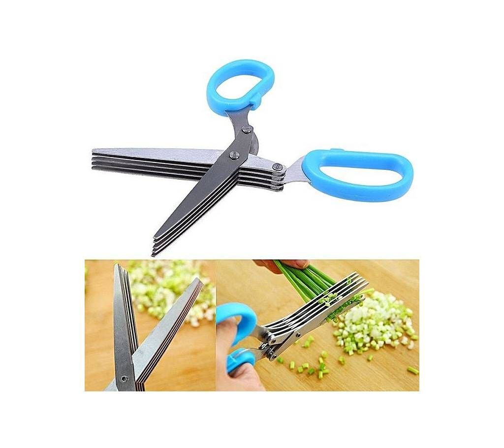 5 Blade Kitchen Scissors - Blue and Silver