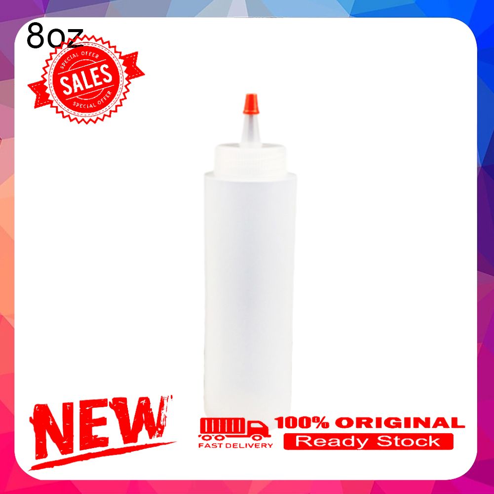 8/16oz Clear Squeezes Condiment Bottles Sauces Ketchup Syrup Storage Container