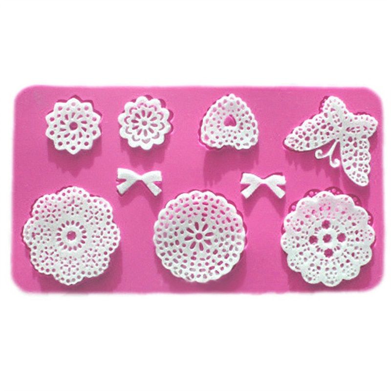 Silicone Mold Cake Mold Lace Mat Fondant Cake Decorating Tools Wedding Flower Butterfly Heart Bow Embossing Mould Bakery E563