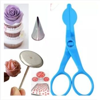 Rose Stand 1 Pcs, Rose Nozzle 1Pcs & Cake flower nail 1Pcs for Cake Decoration