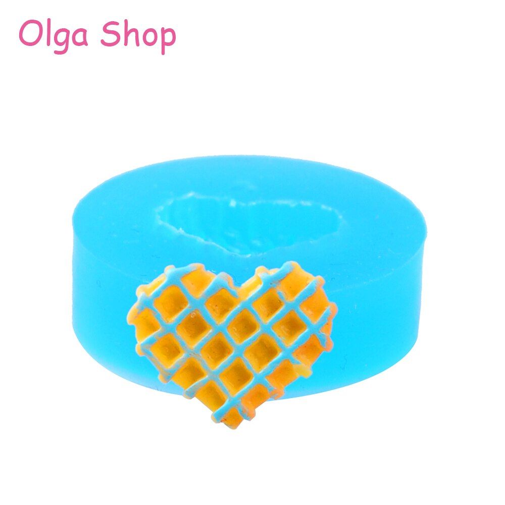 QYL003 16.9mm Heart Waffle Cookie Silicone Mold - Wafer Cookie Biscuit Miniaturesweets Resin Jewelry Making Cabochon