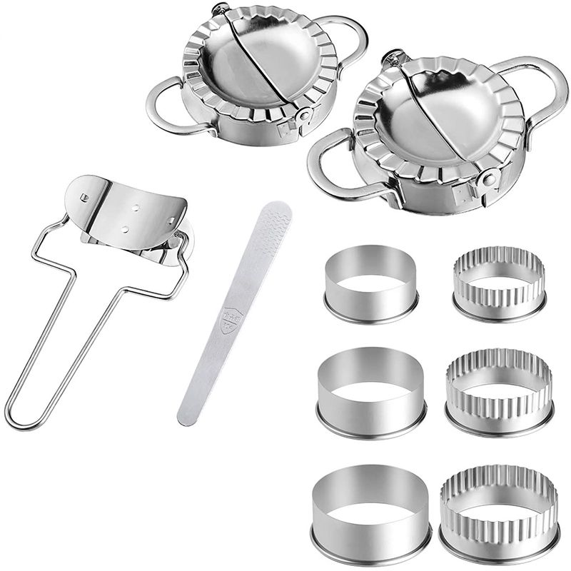 10 Pieces Stainless Steel Dumpling Maker Set,Dumpling Press Molds Skin Maker Stuffing Spoon Flour Ring Cutter Exquisite Product