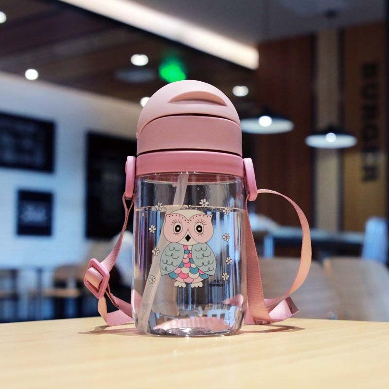 420mL Water Cup Cute With Straw Portable Student Juice Water Drinking Bottle Outdoor Sport School Kids Gift Boys Girls Cartoon