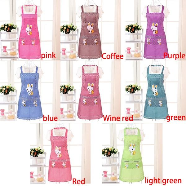 Rabbit pattern double pocket sleeveless cloth protection cooking apron household cleaning apron kitchen supplies adult ladies apron
