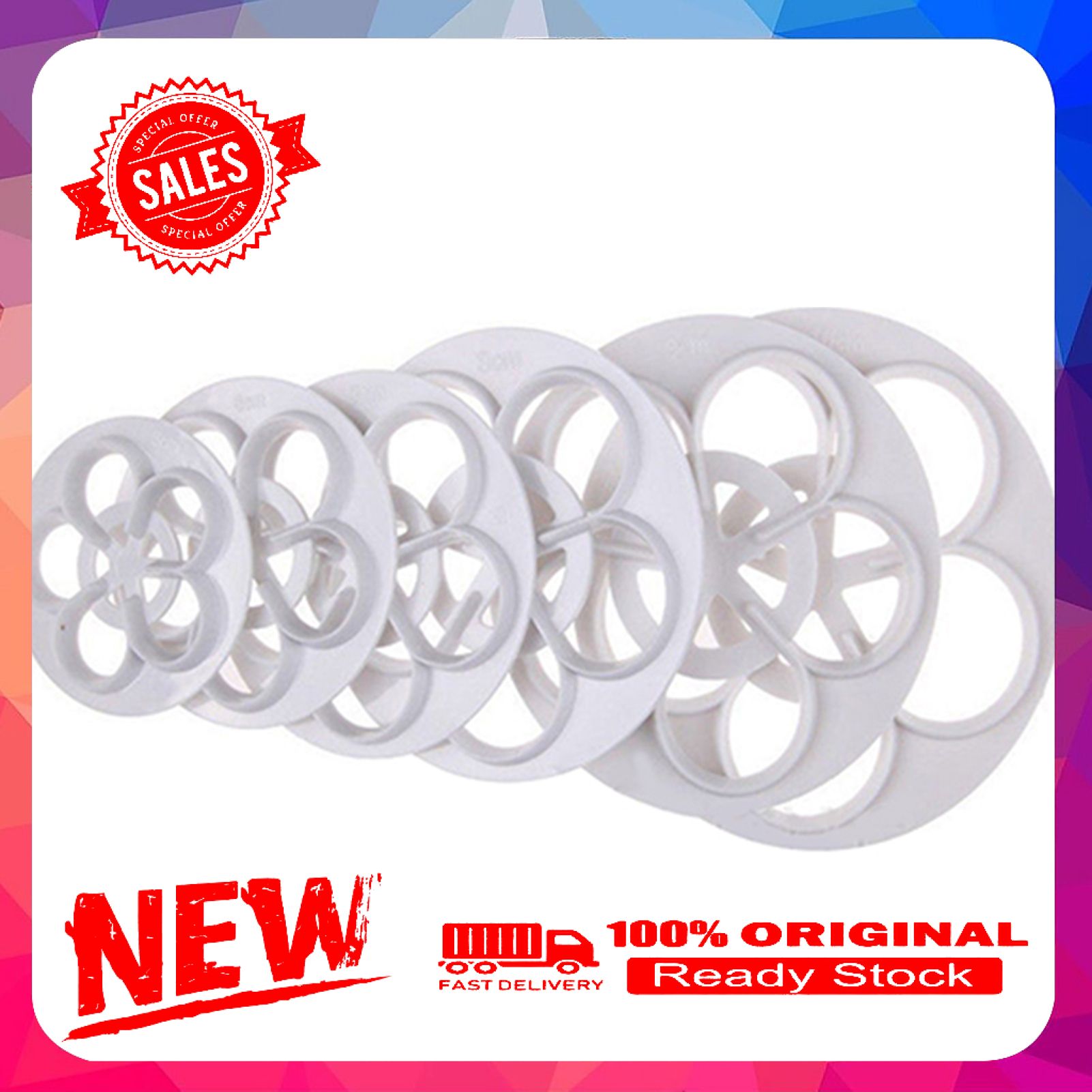 6Pcs Cutter Mold Lightweight Rounded Petals Shape Plastic Rose Flower Cutter Mold for Cakes