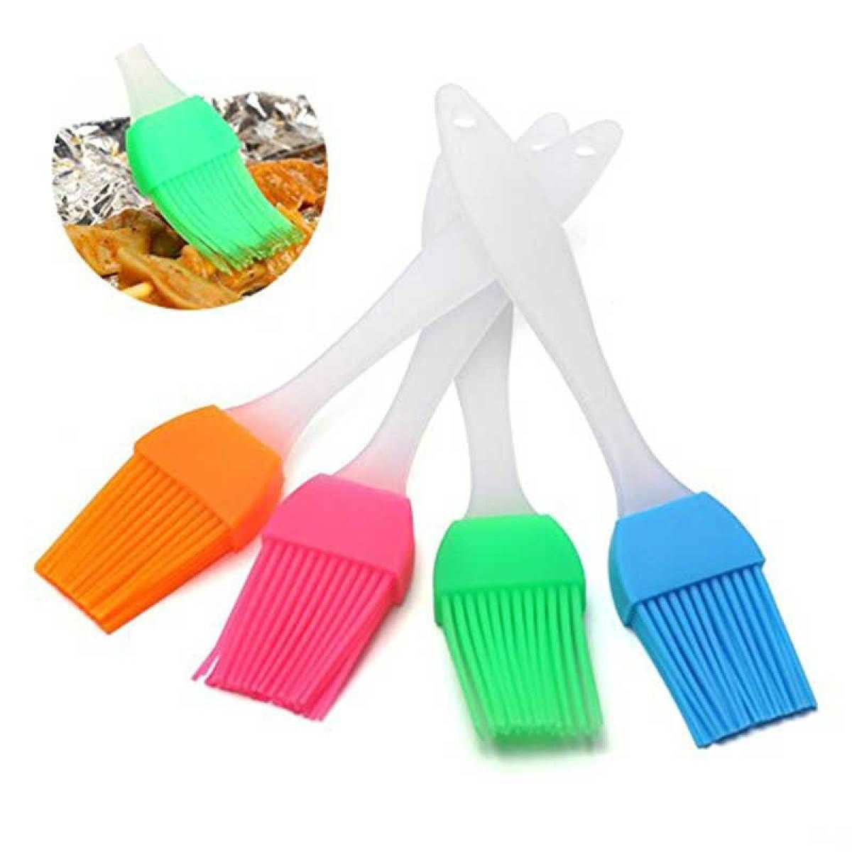 Silicone Small Size Spatula and Pastry Brush Special for Cake Mixer, Cooking, Baking, Glazing (1 Piece Multicolor)