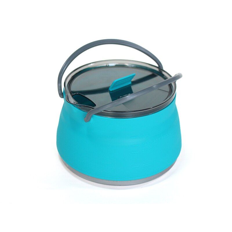 1L Portable Silicone Kettle Collapsible Boiler Outdoor Foldable Water Pot Stainless Steel Bottom Folding Silicone Water Kettle