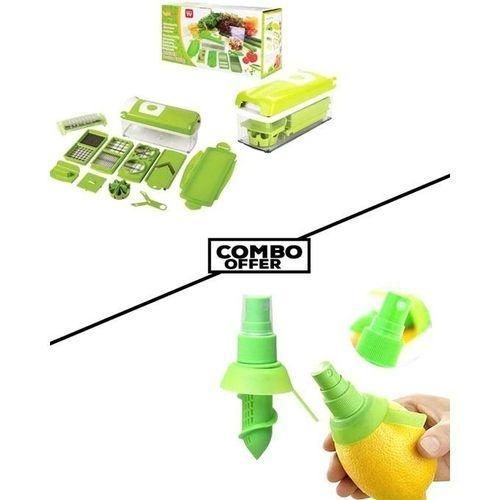 Combo Pack Nicer Dicer Plus and Lemon Juice Sprayer - Green