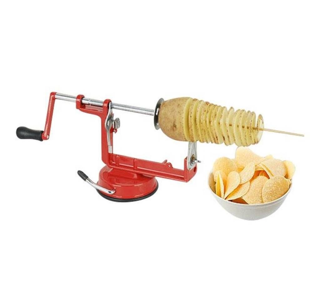 Potato Spiral Cutter Twisted Fruits Vegetable Slicer - Red