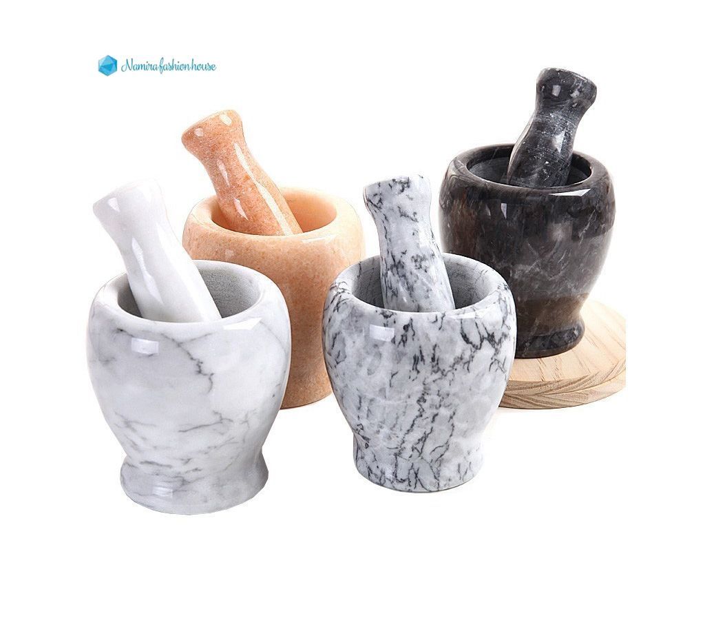 Natural Stone Garlic Press Crusher Masher Mortar Pestle Set Manual Herbs Mill Kitchen Chopper Grain Spice Pepper Grinder