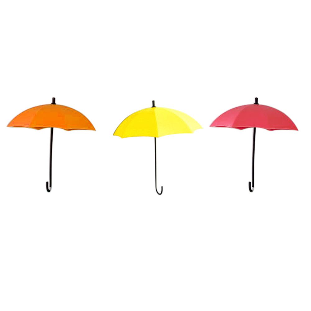 3Pcs Umbrella Wall Hooks Decor Hanger Key Rack Holder Bathroom Kitchen Organizer