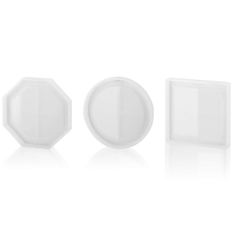 Silicone Coaster Mold Set, Resin Epoxy Resin Mold, Used to Make Coasters, 3 Styles (Round, Square, Octagonal)