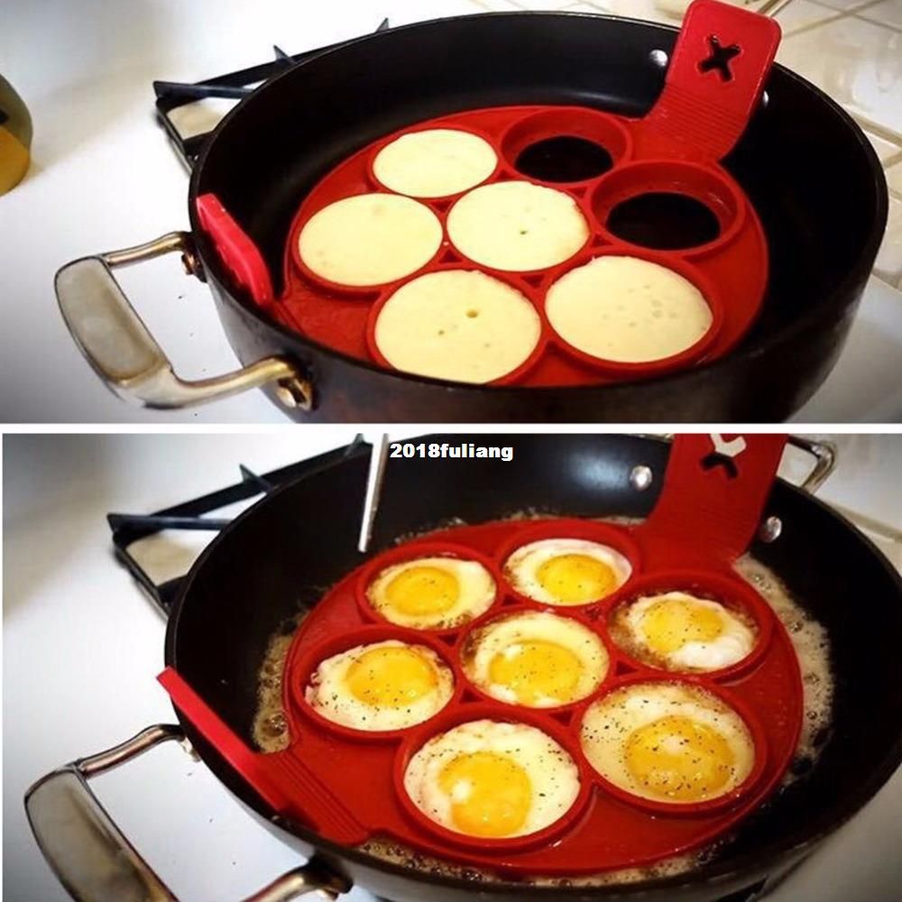 Nonstick Pancake Maker Egg Ring Maker Silicone Mold Fixator Baking Tool Pastry Omelets Easy DIY Flipper kitchen supply