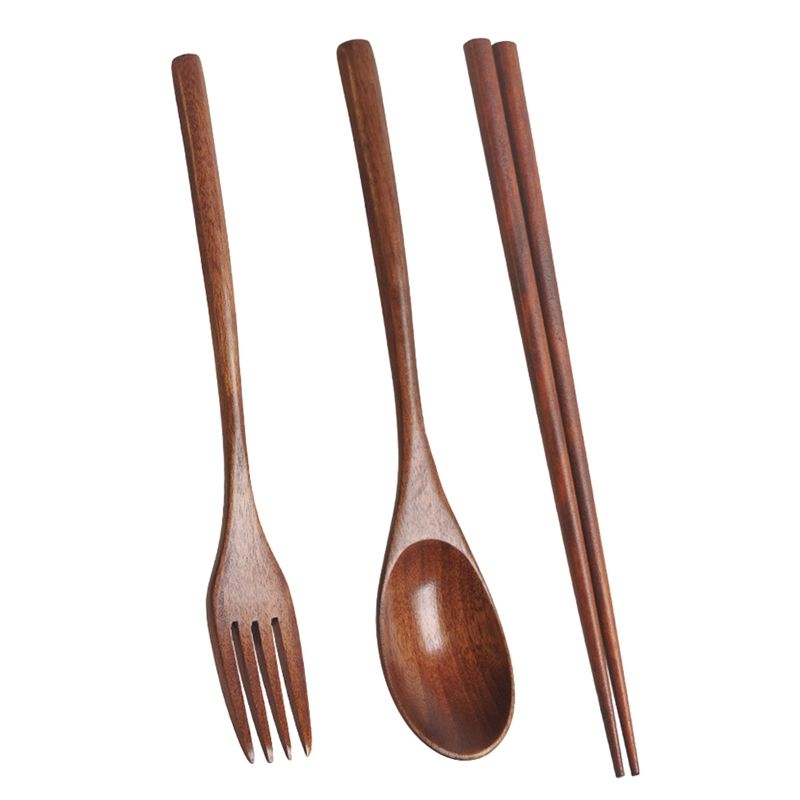 Wooden Cutlery Set Porle Eco Friendly Reusable Flatware Utensils Set S Fork Chopsticks for Camping Office ch