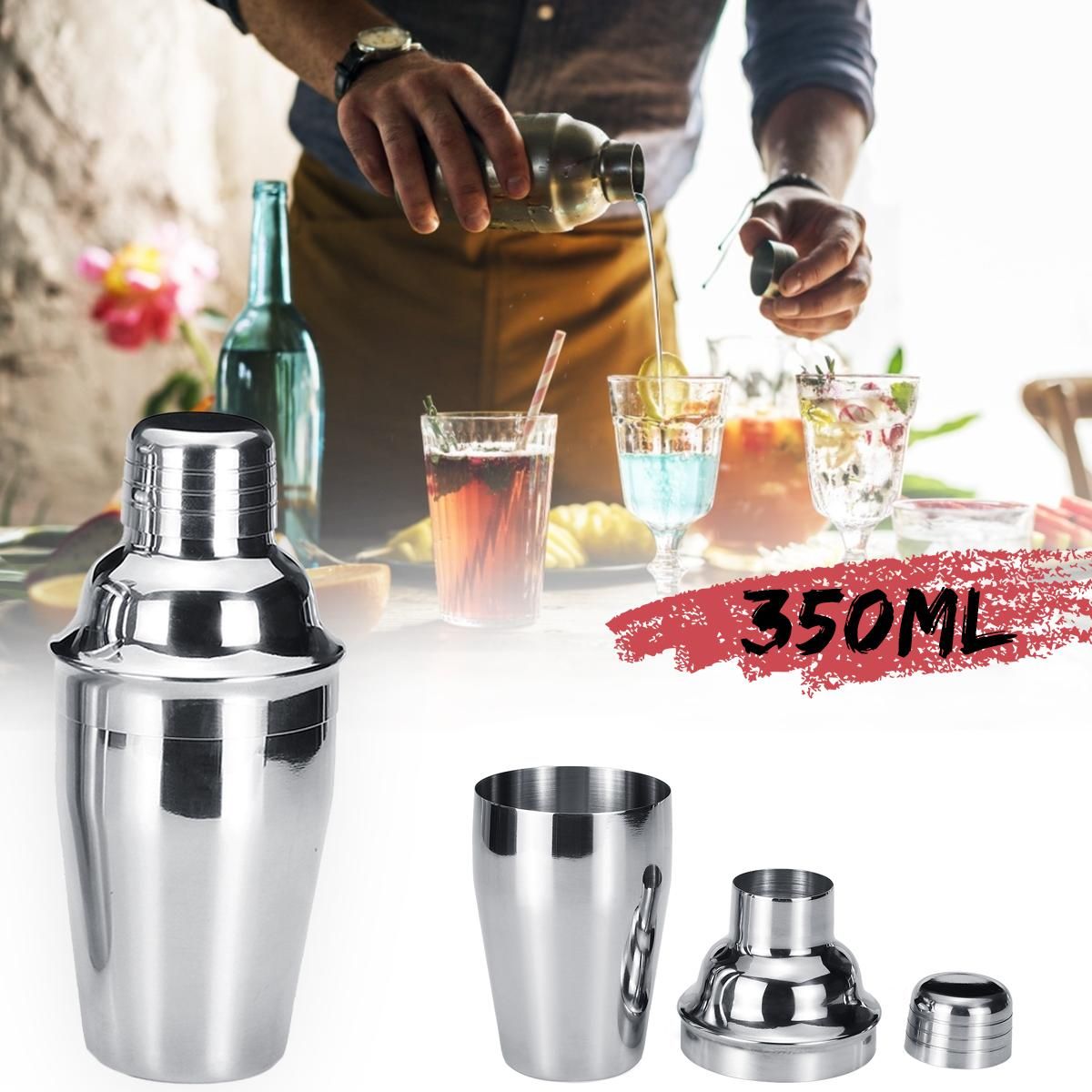 Stainless Steel Cocktail Shaker Water  Bottle  Holder Mixer Container Barware -