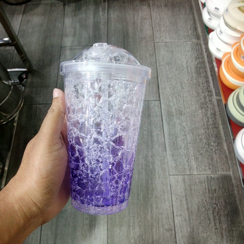 Plastic cup with straw 16OZS
