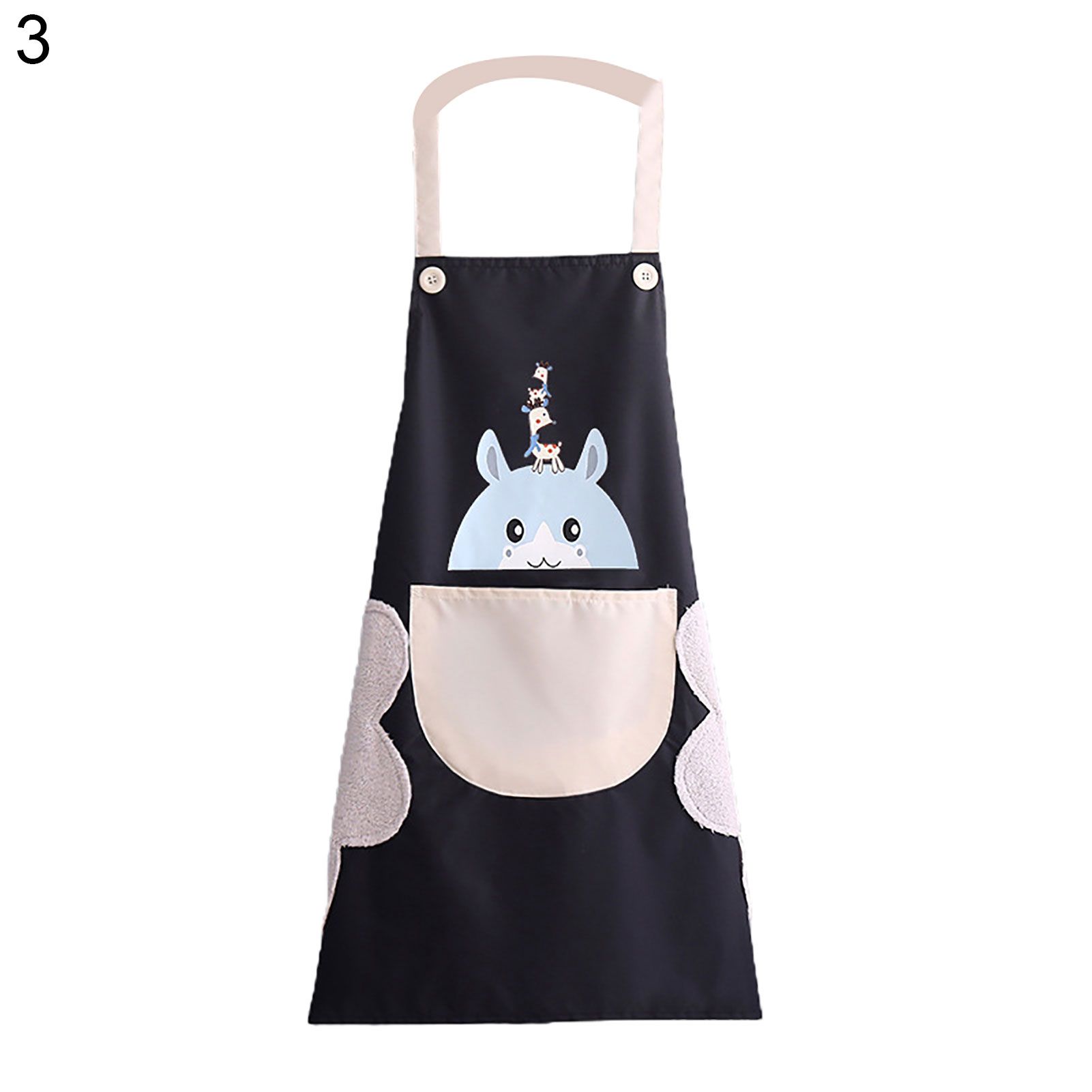 Cartoon Deer Apron with Pocket Unisex Water Oil Proof Household Kitchen Tool