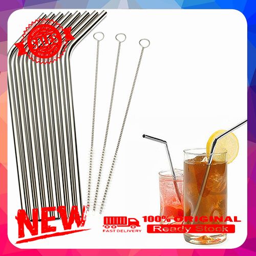 Stainless Steel Metal Drinking Straw Reusable Straw With Cleaner Brush Kit