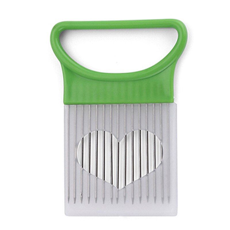 Cutting Safe Tools Holder Stainless Steel Onion Needle Onion Fork Vegetables Fruit Slicer Tomato Cutter Kitchen Accessories Tool-green