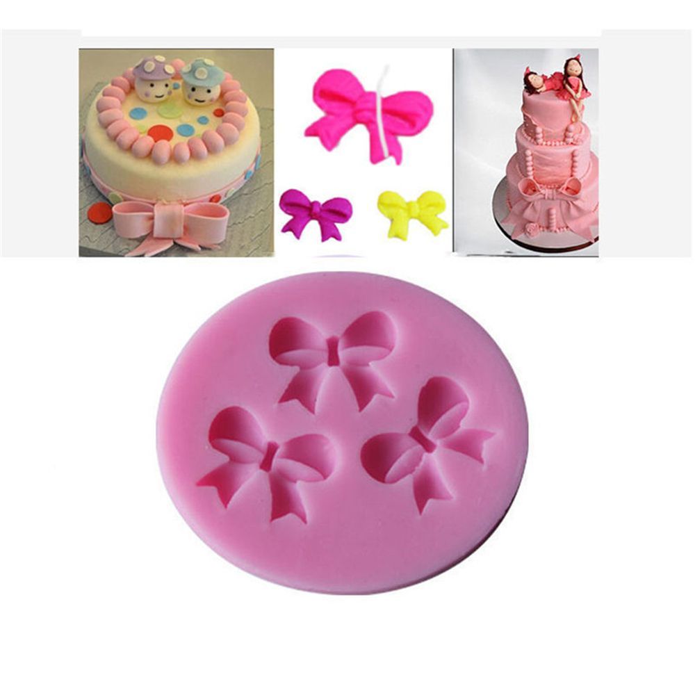 1 pcs/ 3-Hole Bow Bowknot Design Modeling Cake Decoration Fondant Chocolate Pudding Mousse Buscuit Silicone Mold Decoration Tool