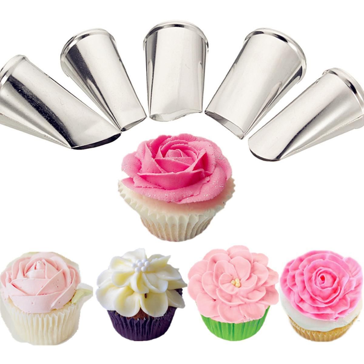 5 Patten Flower Petal Icing Piping Tip Nozzles Cake Decorating Tools Pastry New