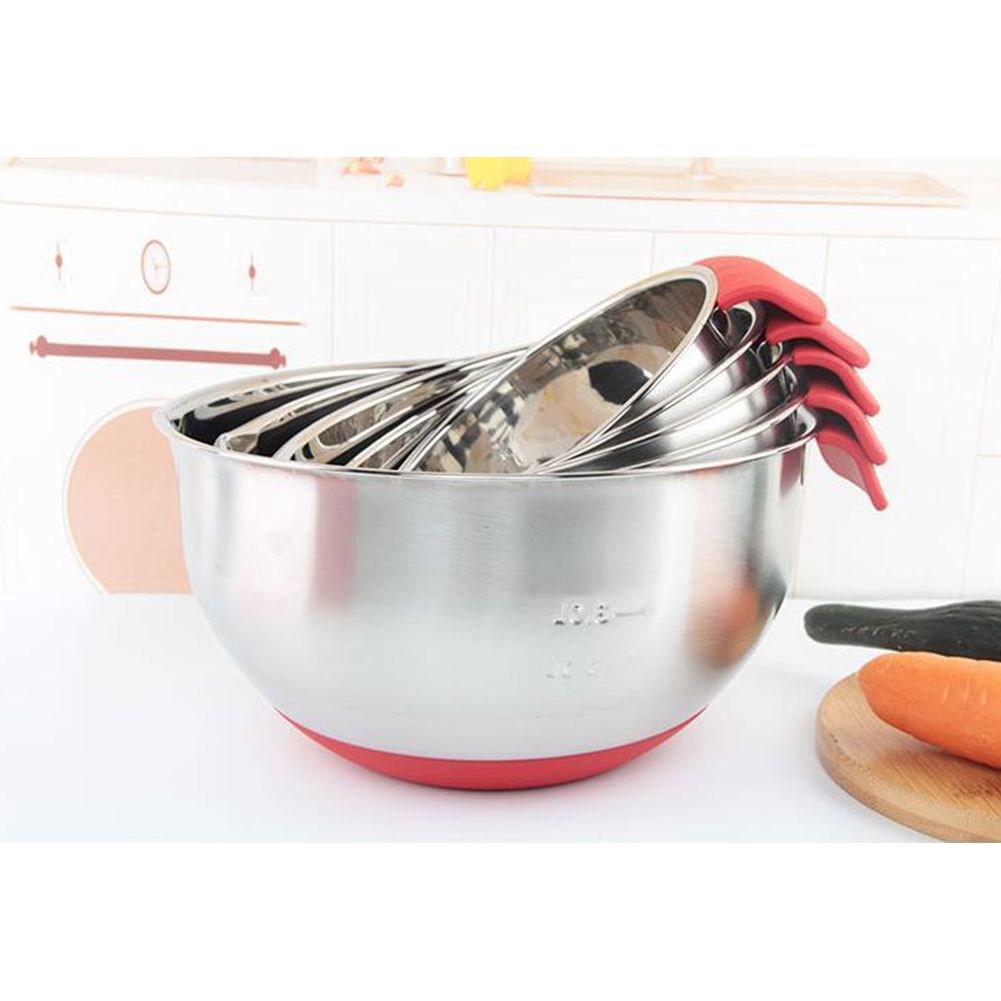 Yfashion hicken Silicone Bottom Stainless Steel Bowl woth Handle for Egg Beater Salad Knead h (No Cover)