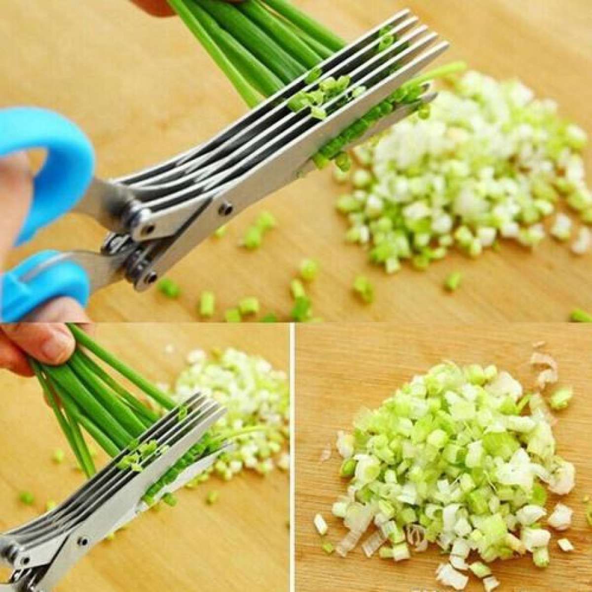 Vegetable Cutter 5 Blade Scissor - Blue and Green