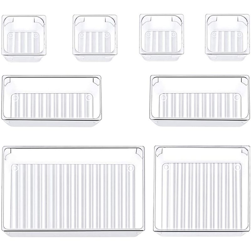 8 PCS Drawer Organizer Makeup Drawer Organizer Versatile Kitchen Bathroom Office Organizer Divider Bin
