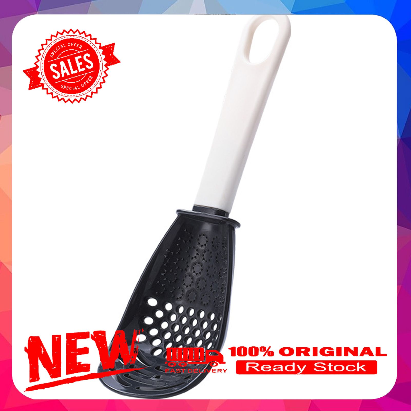 Strainer Scoop Multifunctional Heat-resistant Hanging Hole Innovative Potato Garlic Press Colander Spoon for Kitchen