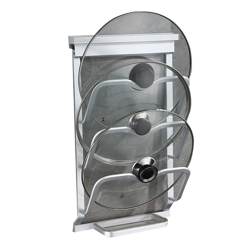 Pot Lid Organizer Rack,Wall Mount Punch-Free Aluminum Pot Cover Holder with 3 Layer Holding,Storage Rack Tools,galactic