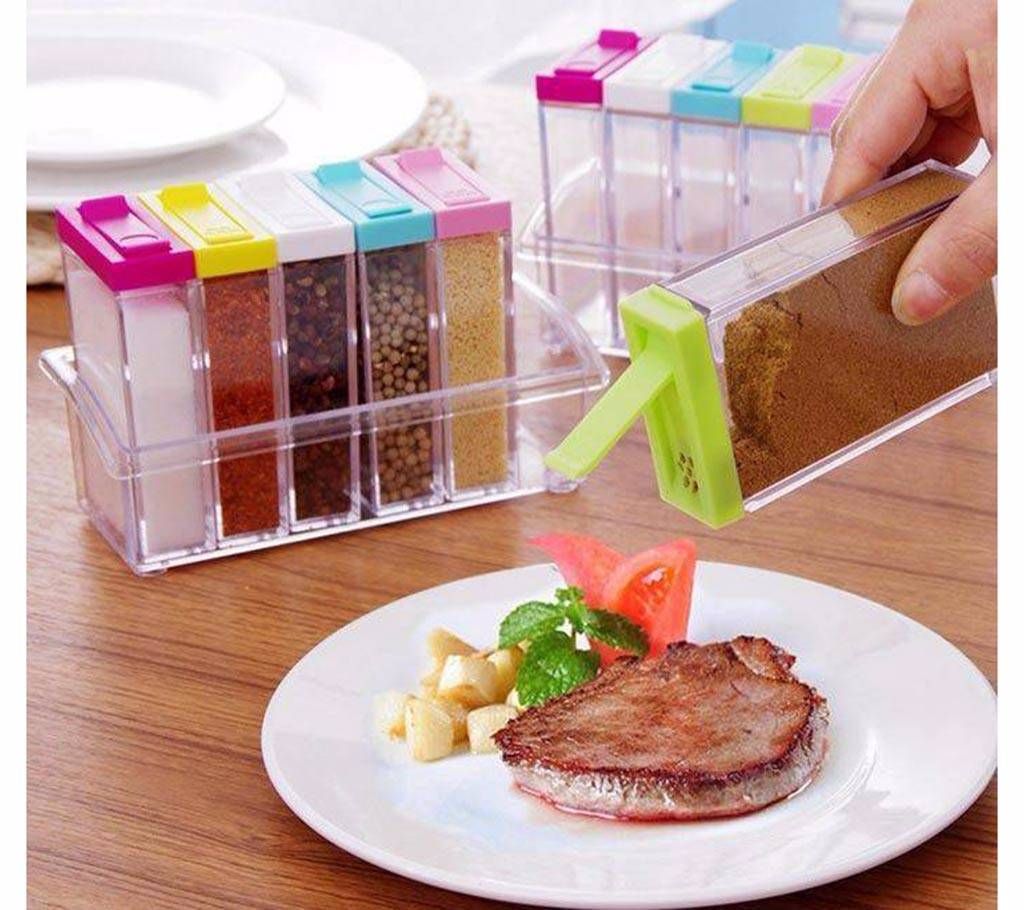 Transparent spice storage pot- 6 pieces set 