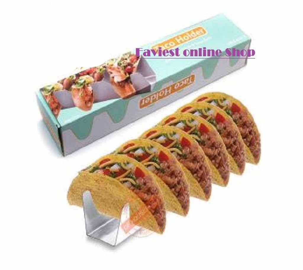 Taco Holder Wave Shape Kitchen Food Pizza Shell Restaurant Baking Tool Stand Rack Display Pastry Stainless Steel Mexican Pancake(Silver)