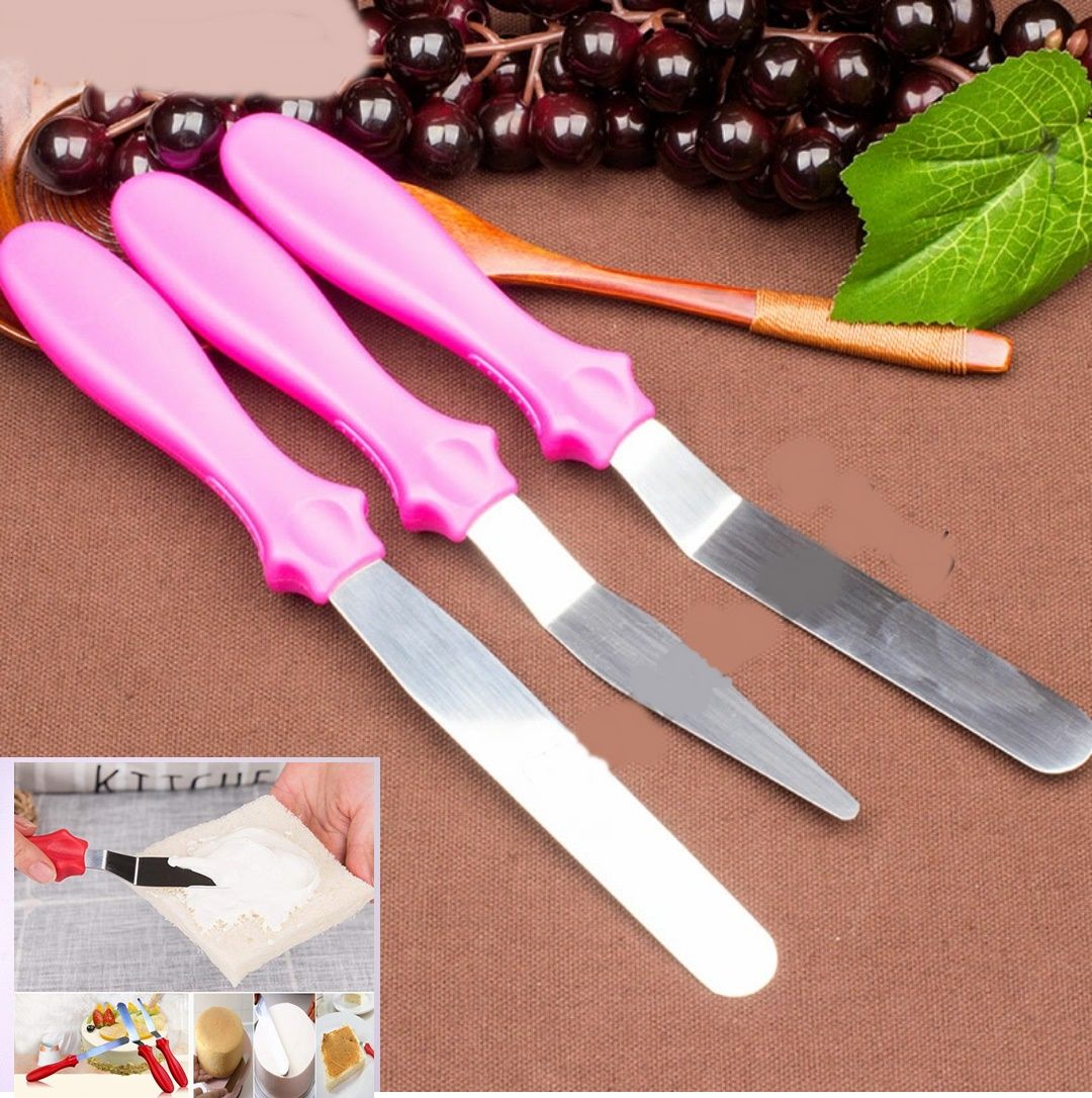 3 PCS Stainless Steel Butter Cake Cream Knife Spatula Baking Tool