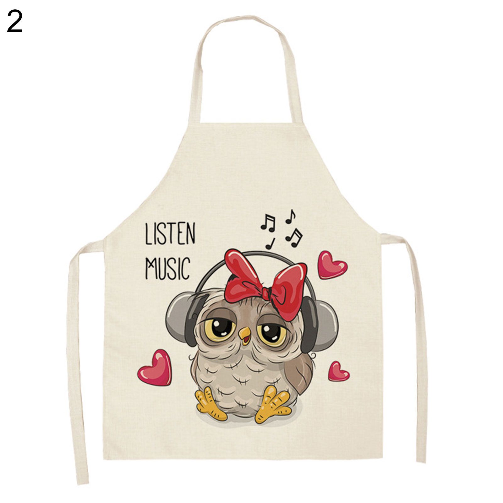 Cute Cartoon Parrot Kitchen Apron Sleeveless Cotton Linen Baking Cooking Tools