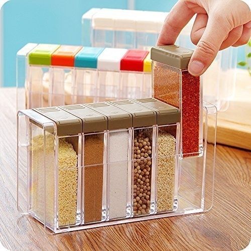 Transparent seasoning box Six-piece set of seasoning bottle Salted MSG seasoning box