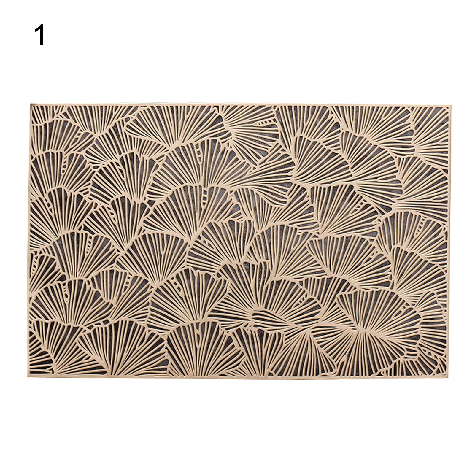 Hollow Dining Pad Heat Insulation PVC Rectangle Round Ginkgo Leaf Table Mat for Home