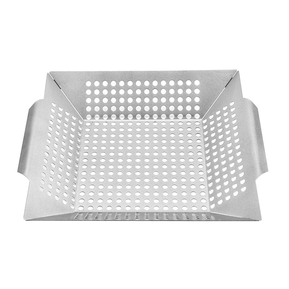 Metal BBQ Grill Basket Vegetable Meat Holder Bowl Anti-rust Holes Barbecue Tool