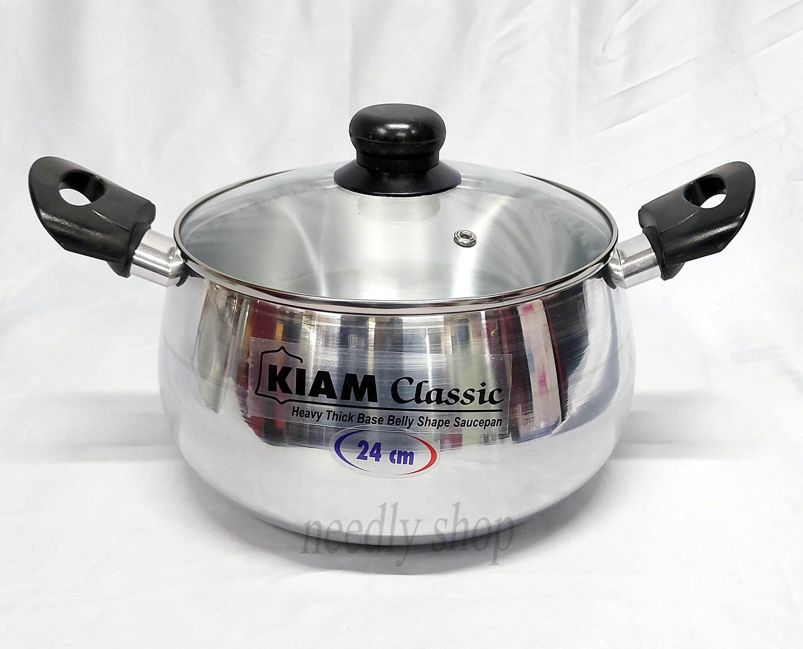 KIAM Aluminium Belly Shape With Glass Lid 24 Cm