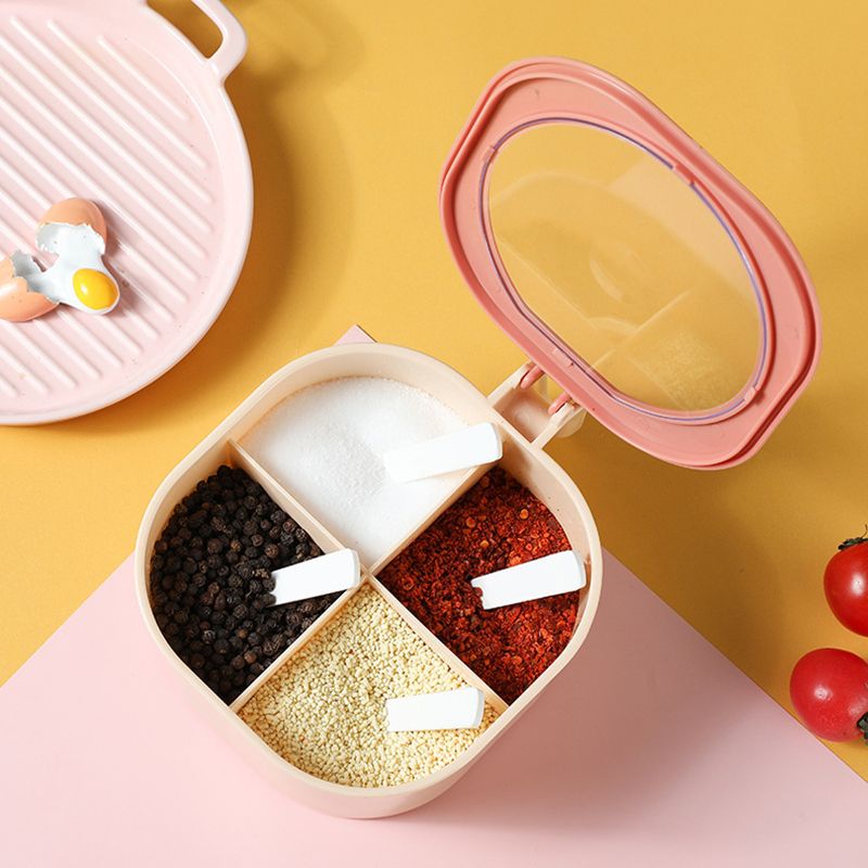 Four grid Salt shaker household Plastic Spice Storage Organize set seasoning box