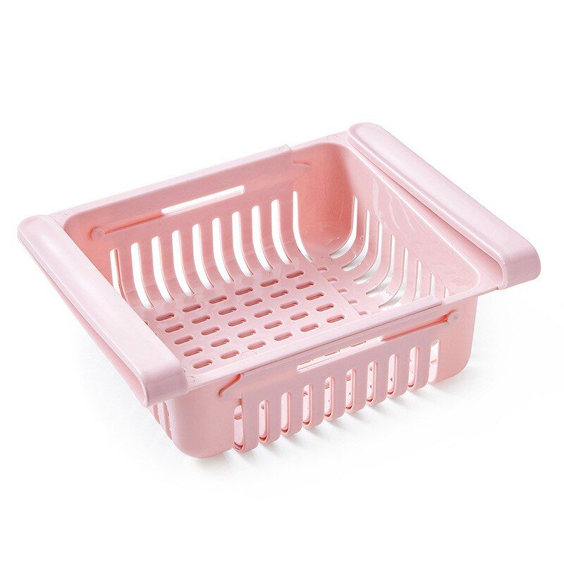 Adjustable Kitchen Organizer Kitchen Refrigerator Storage Rack Fridge Freezer Shelf Holder Pull-out Drawer Organiser Space Saver