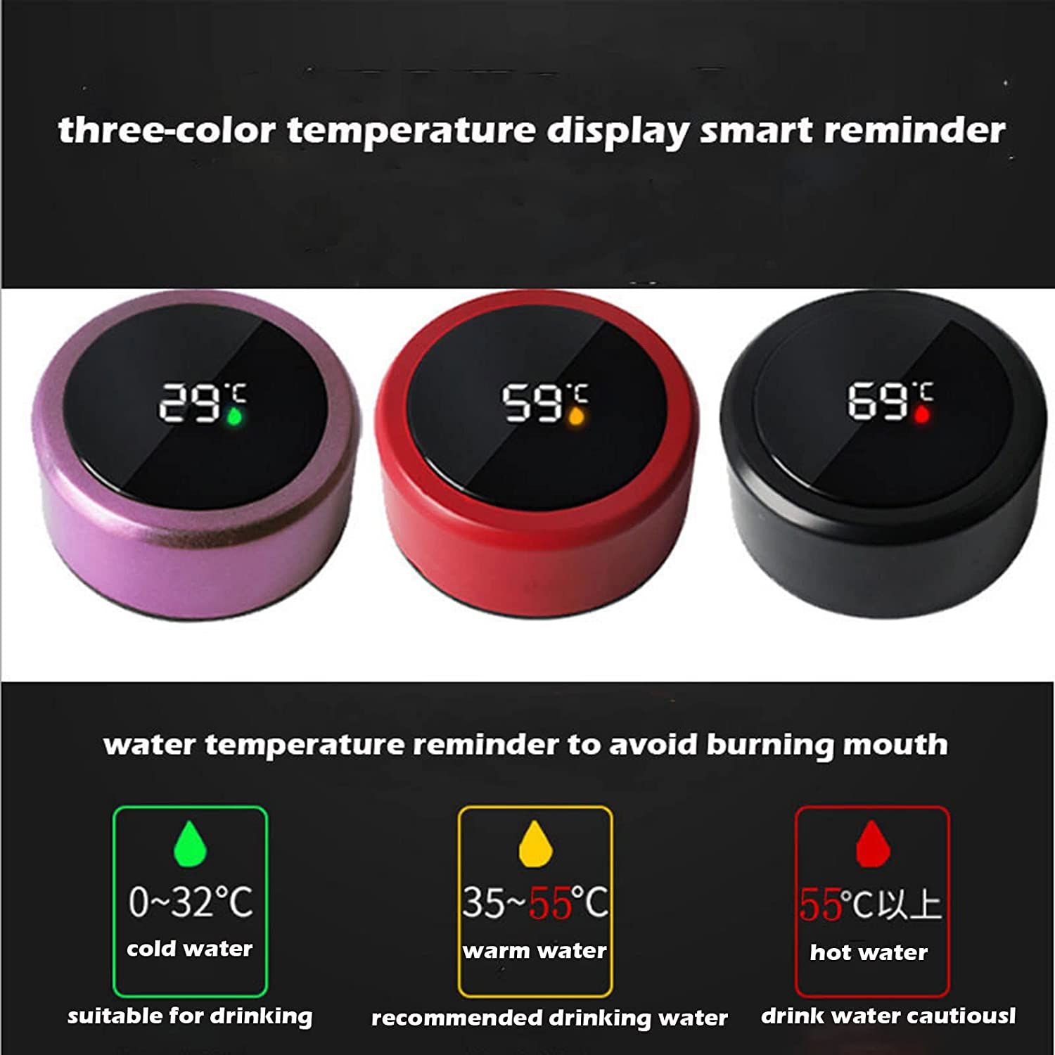 500ml Thermos Stainless steel tumbler insulated water bottle cute coffee thermos cup LED Touch Display Temperature Vacuum Flasks Drinkware smart hot water bottle travel mug with extra battery gift