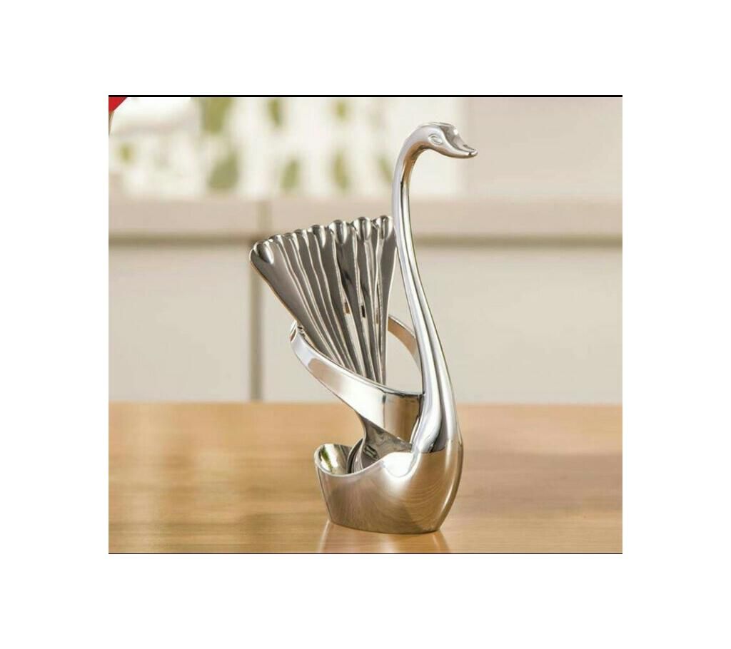 Spoon Set with Swan Stand 6 Pieces Spoons