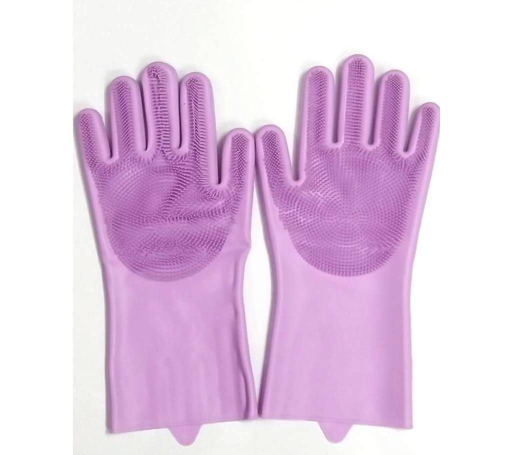 Silicone Kitchen Dish Washing Hand Gloves- Purple