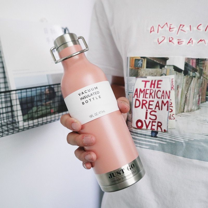 UPORS 500ml Sport Water Bottle Portable Stainless Steel Vacuum Flask Tumbler Leak Proof Double Wall Insulated Thermos Bottle