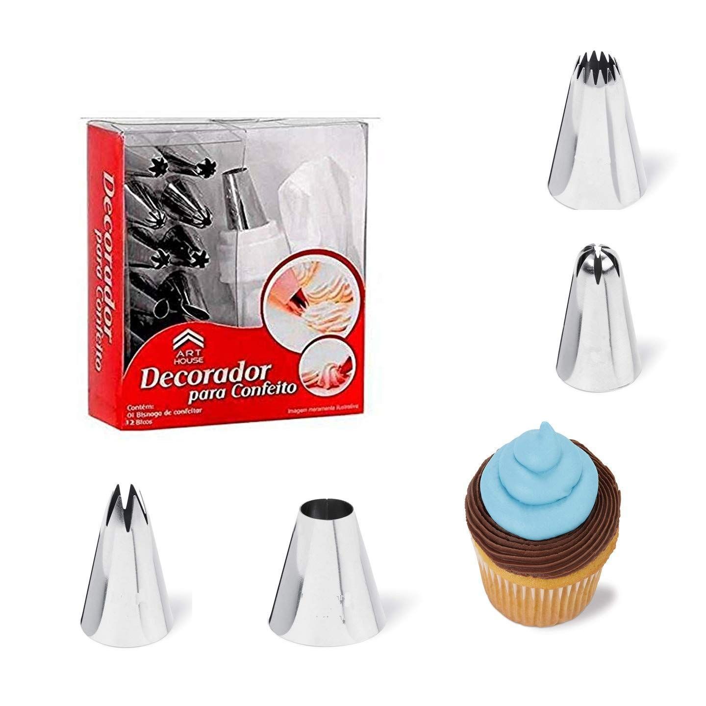 12 Piece Set Cake Decorating Set Frosting Icing Piping Bag Tips with Steel Nozzles. Reusable & Washable